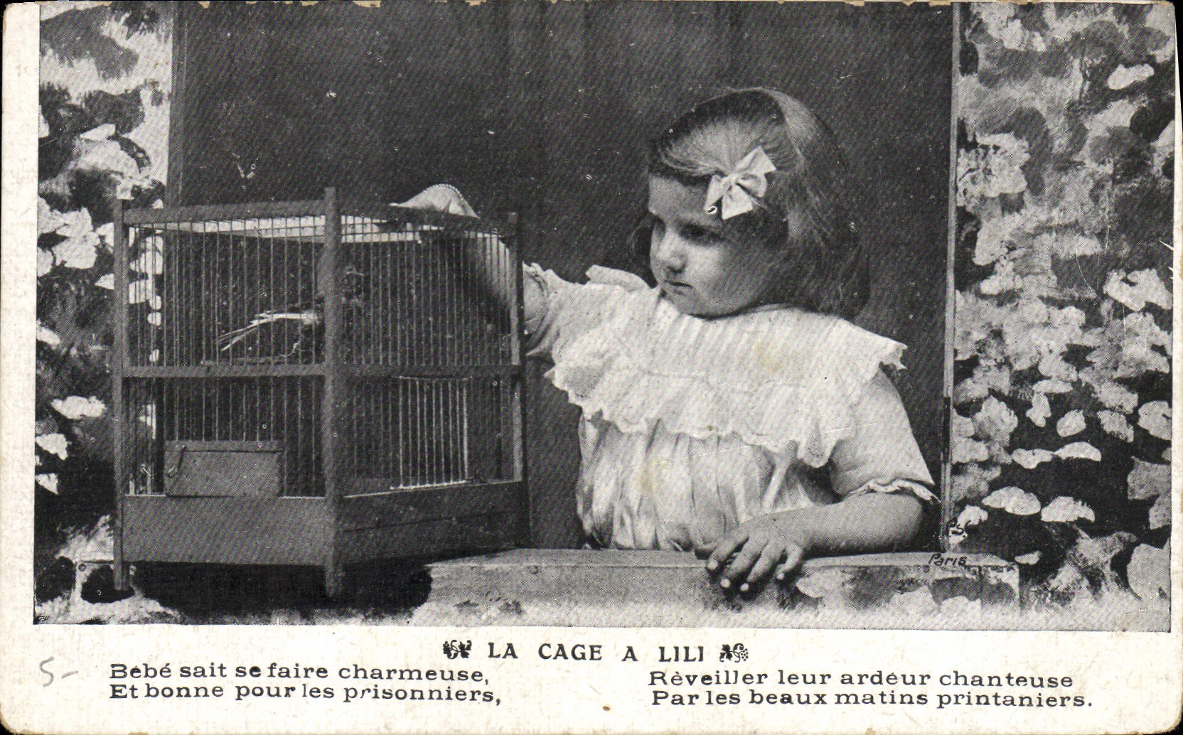 CPA Fantaisie Enfant La cage a lili oiseau