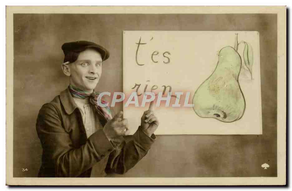 CPA Fantaisie Homme Poire