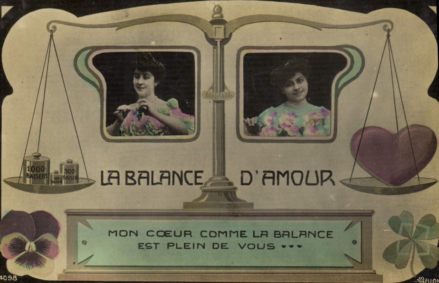 CPA Fantaisie Femme la balance d'amour 
