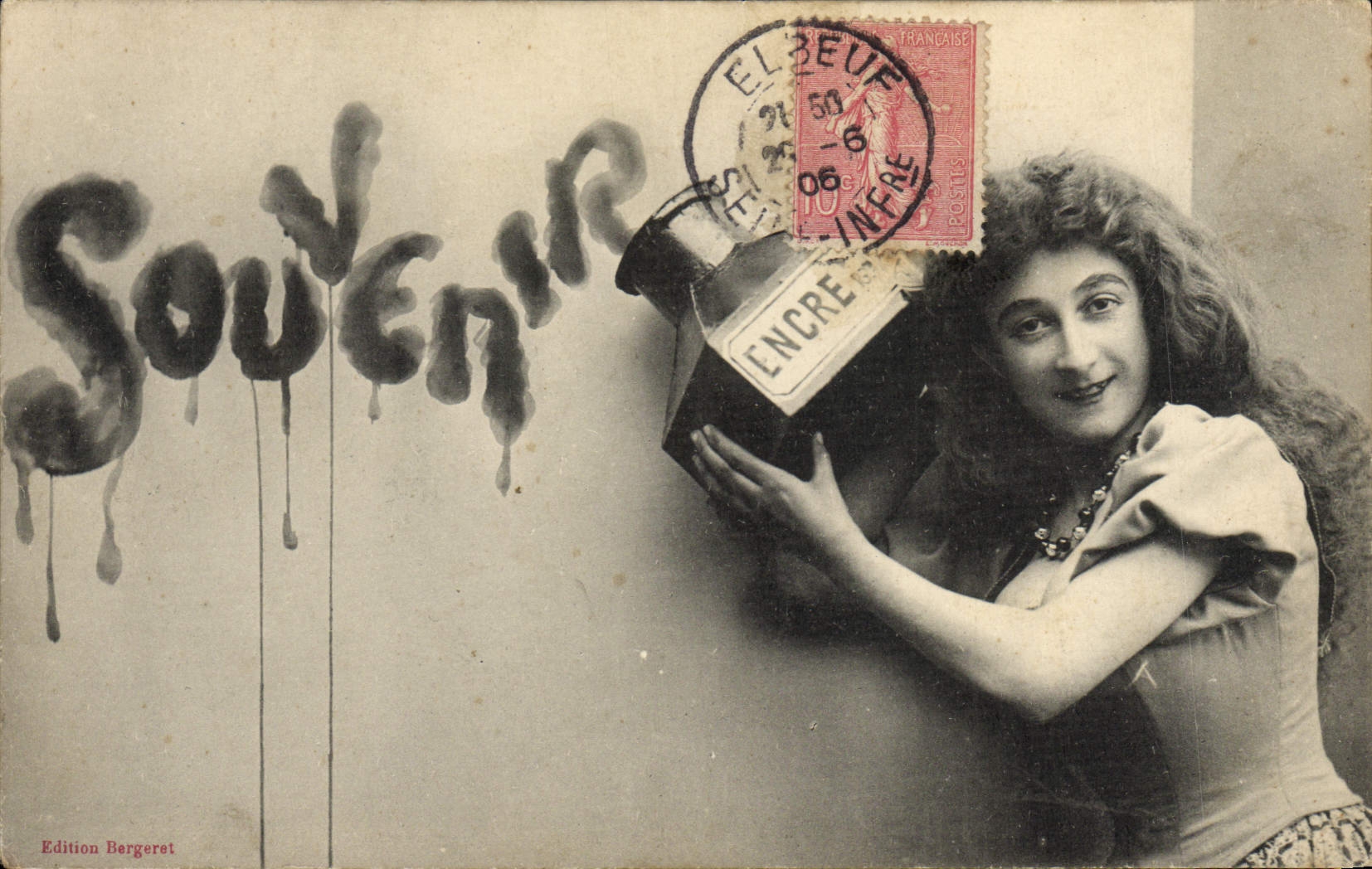 Femme avec pot d'encre — Souvenir — Edition Bergeret