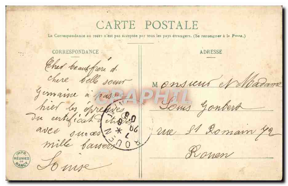 Femme avec pot d'encre — Souvenir — Edition Bergeret — Verso