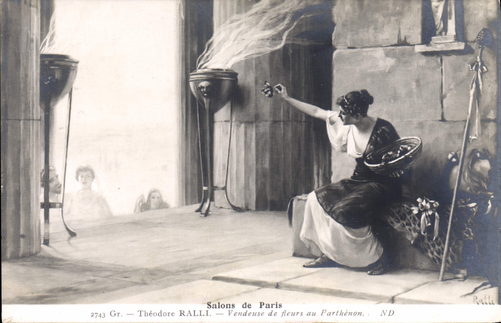 CPA Fantaisie Salons de Paris Theodore Ralli Vendeuse de fleurs au Parthenon 