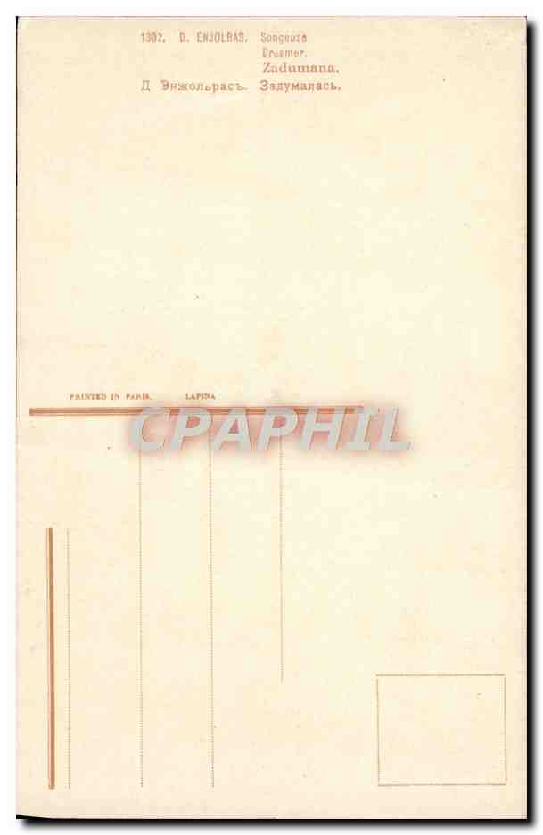 CPA Fantaisie Enjolras Songeuse — Verso