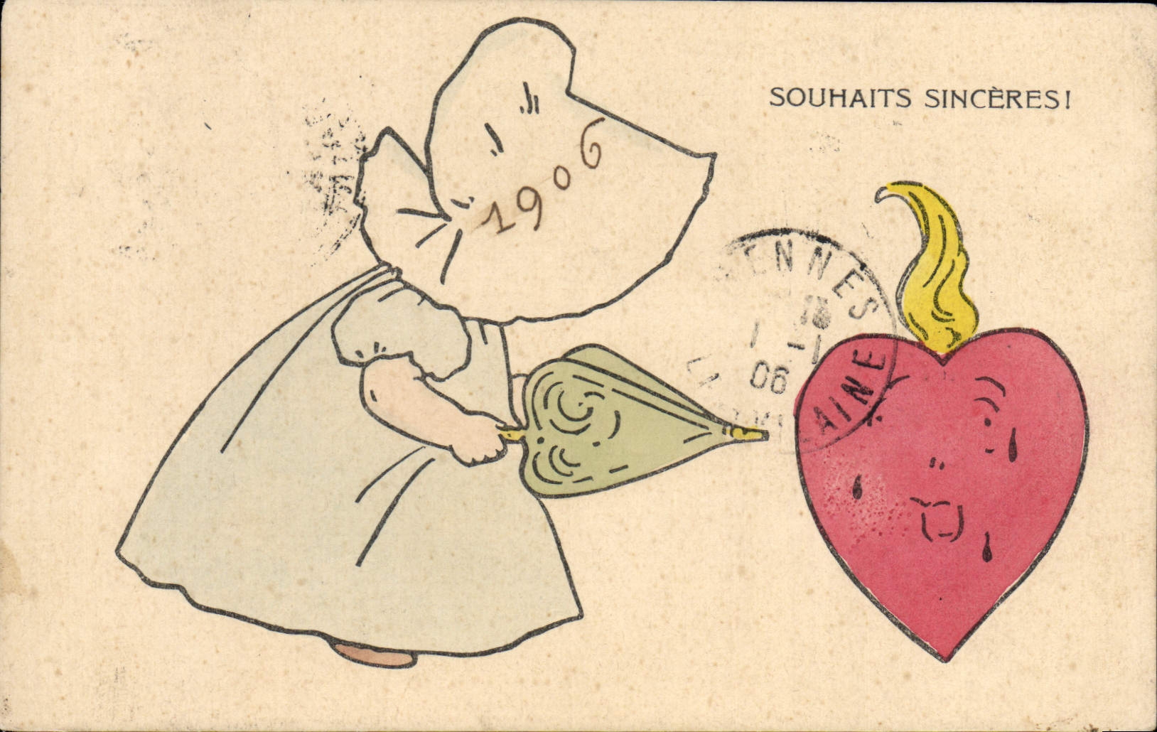 CPA Fantaisie Enfant Coeur
