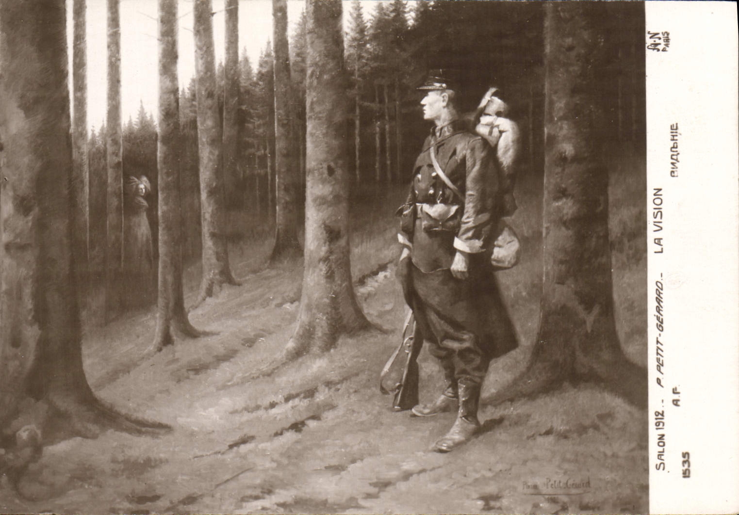 CPA Fantaisie Salon 1912 Petit Gerard La vision Militaria