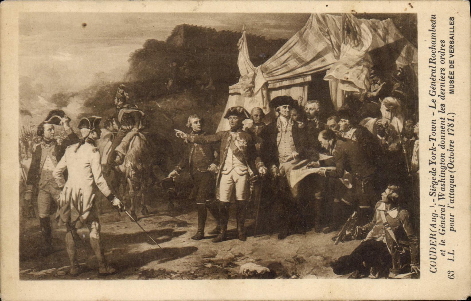 CPA Couder Siege de York Town Le general Rochambeau et le general Washington donnent les derniers ordres