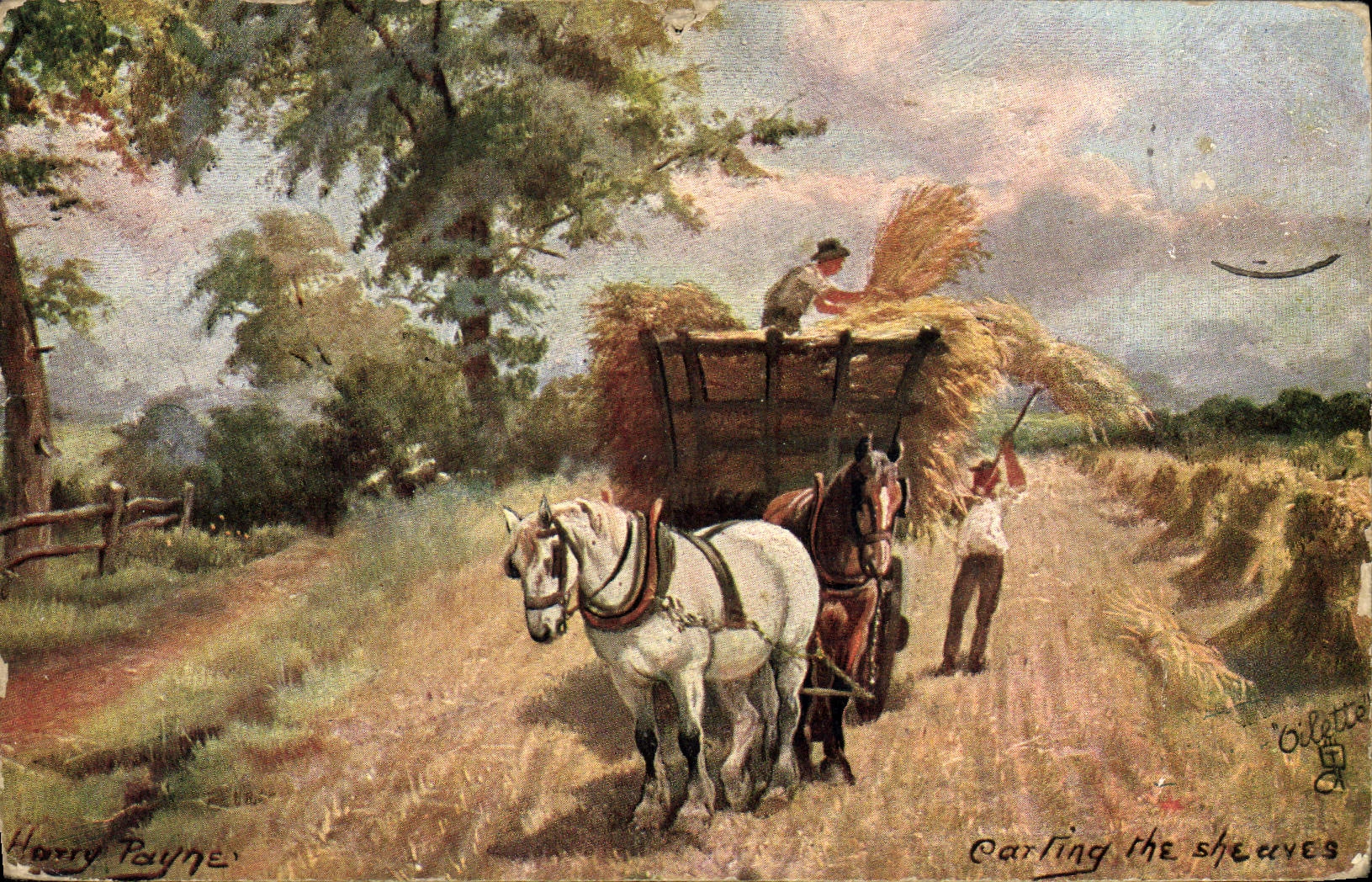 CPA Fantaisie Attelage Cheval 