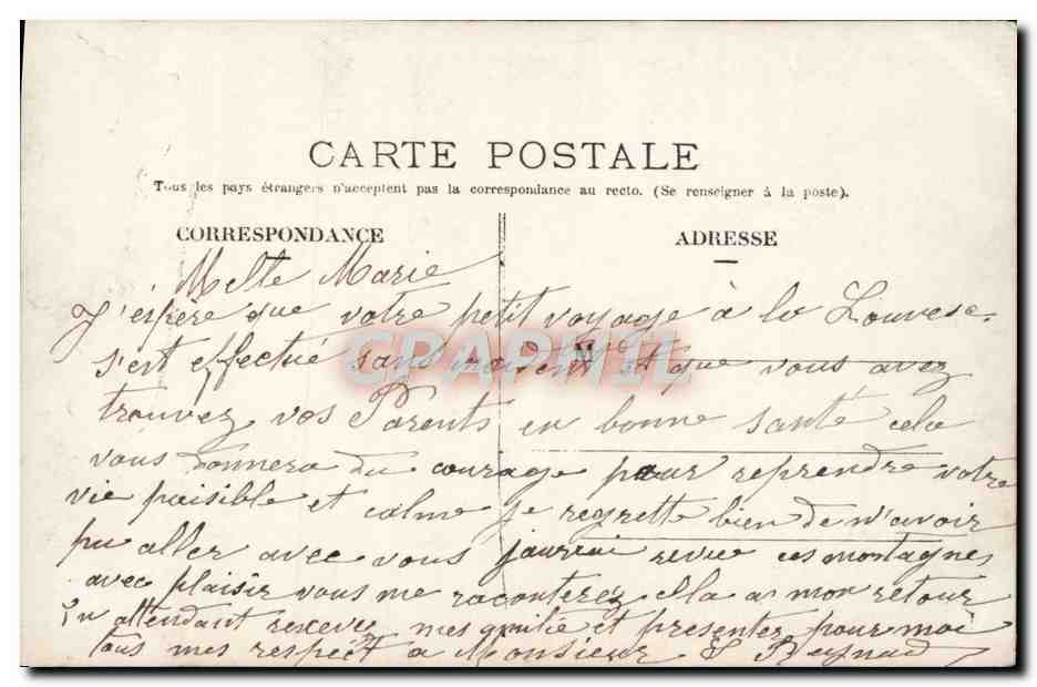 Femme et enfant avec charrette — Je pense à Vous — éditeur DUC n° 1813 — Verso