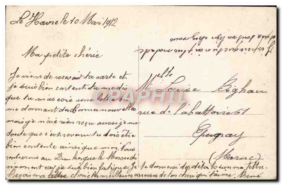 Couple en intérieur — scène romantique — A-N Paris, n° 1174 — Reverso