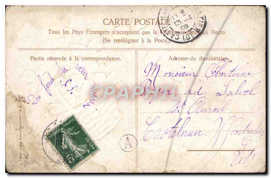 CPA Fantaisie Fleurs — Rückseite