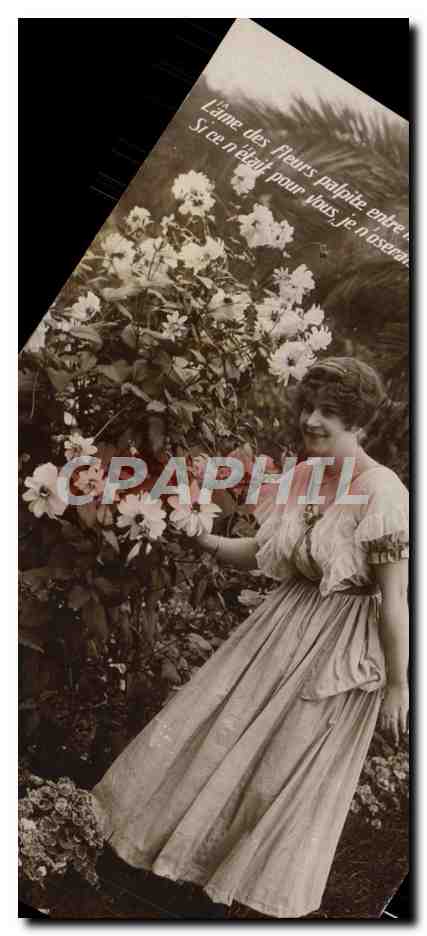 Femme au milieu des fleurs — texte poétique — éditeur inconnu