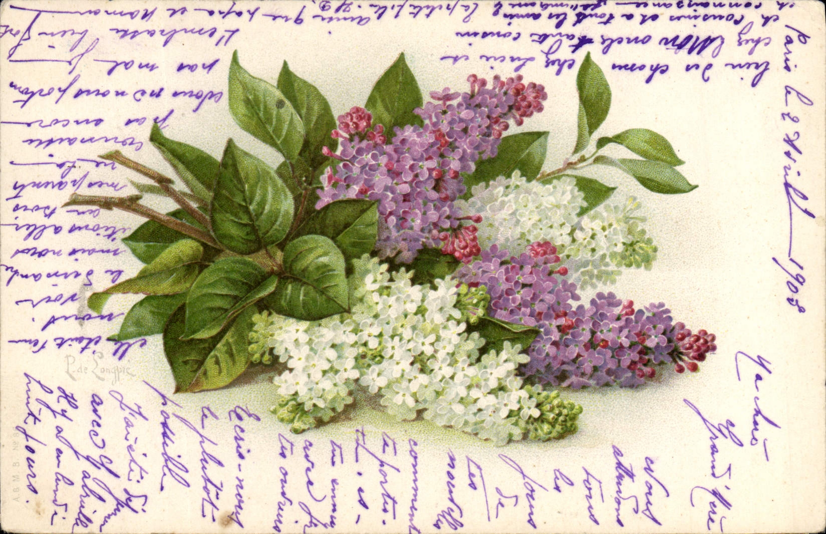 Bouquet de lilas — édition P. de Longpré — Paris, 1908