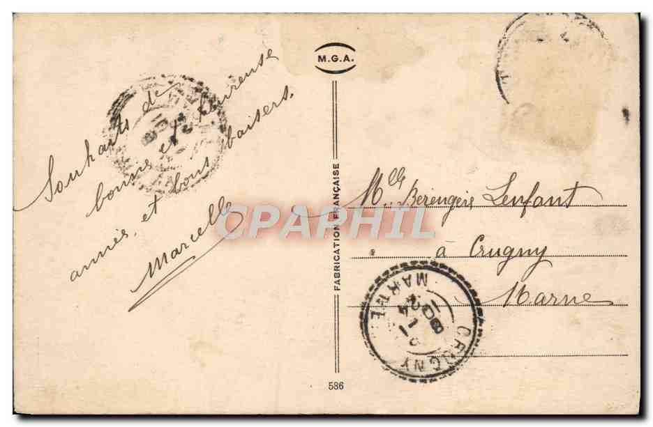 CPA Fantaisie Fleurs Fer a cheval — Back