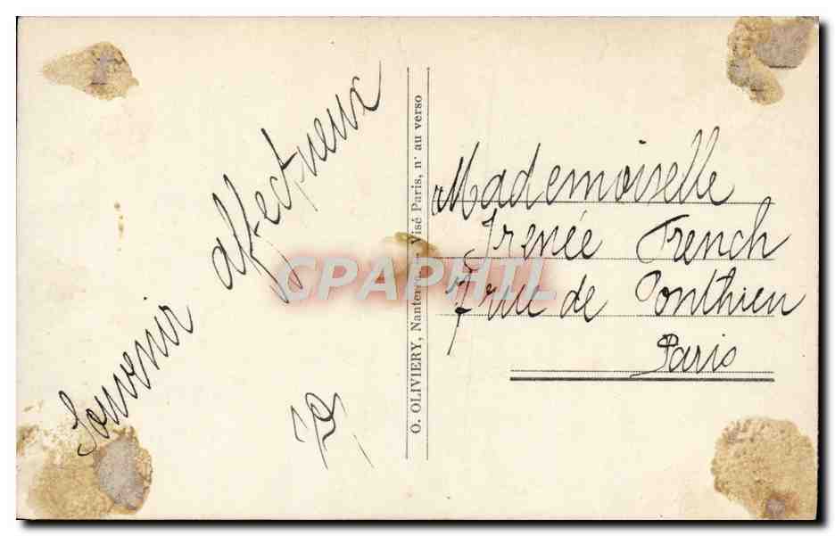 Giovane donna in abito rosa — Buon compleanno — O. OLIVIERY, Nantes, n°1032 — Verso