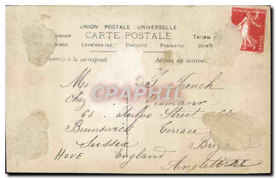 Jeune femme en chapeau à fleur — Bonne Année 1912 — éditeur anonyme, n° 7094 — Verso