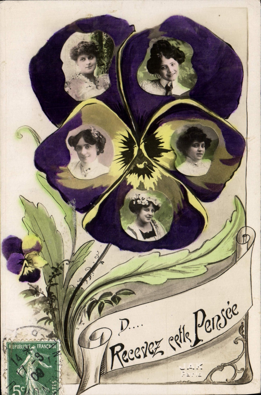 Pensée — carte postale décorative avec portraits — JAX Paris