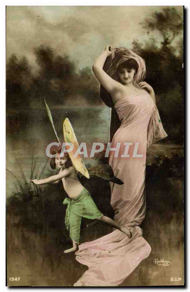 Fée et enfant — scène de nature — éditeur R. P. Blagge, n° 1347
