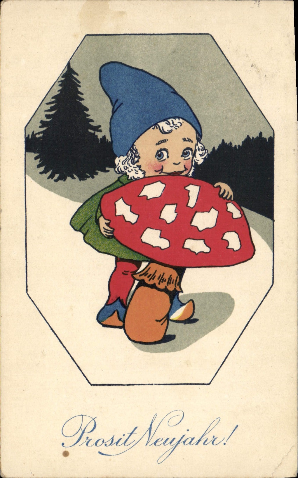 CPA Fantaisie Nain Champignon