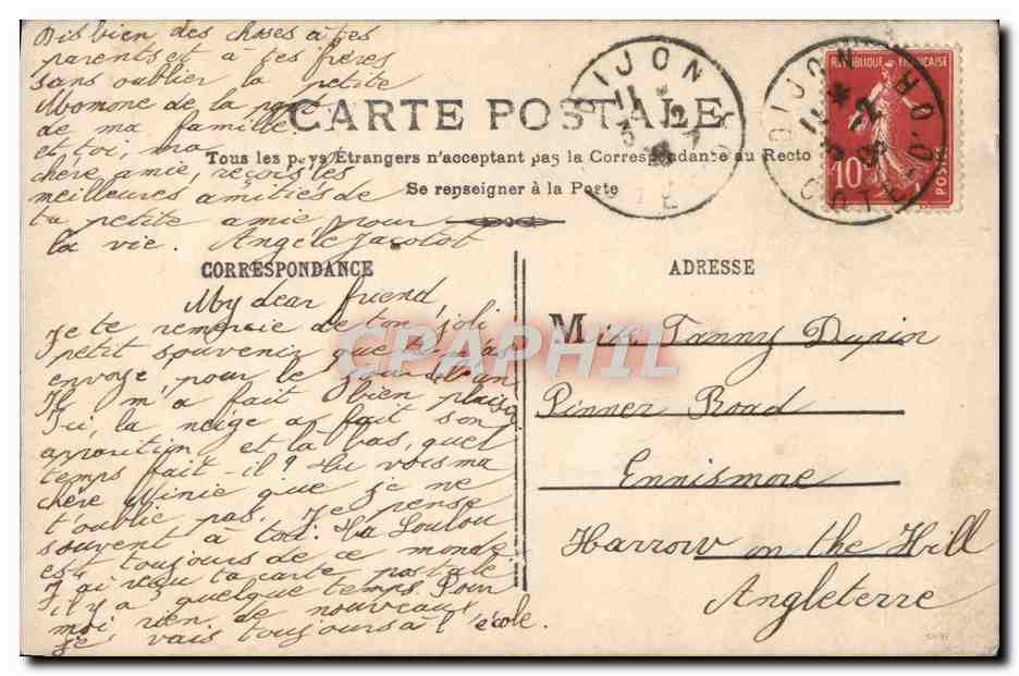 CPA Fantaisie Enfant — Rückseite