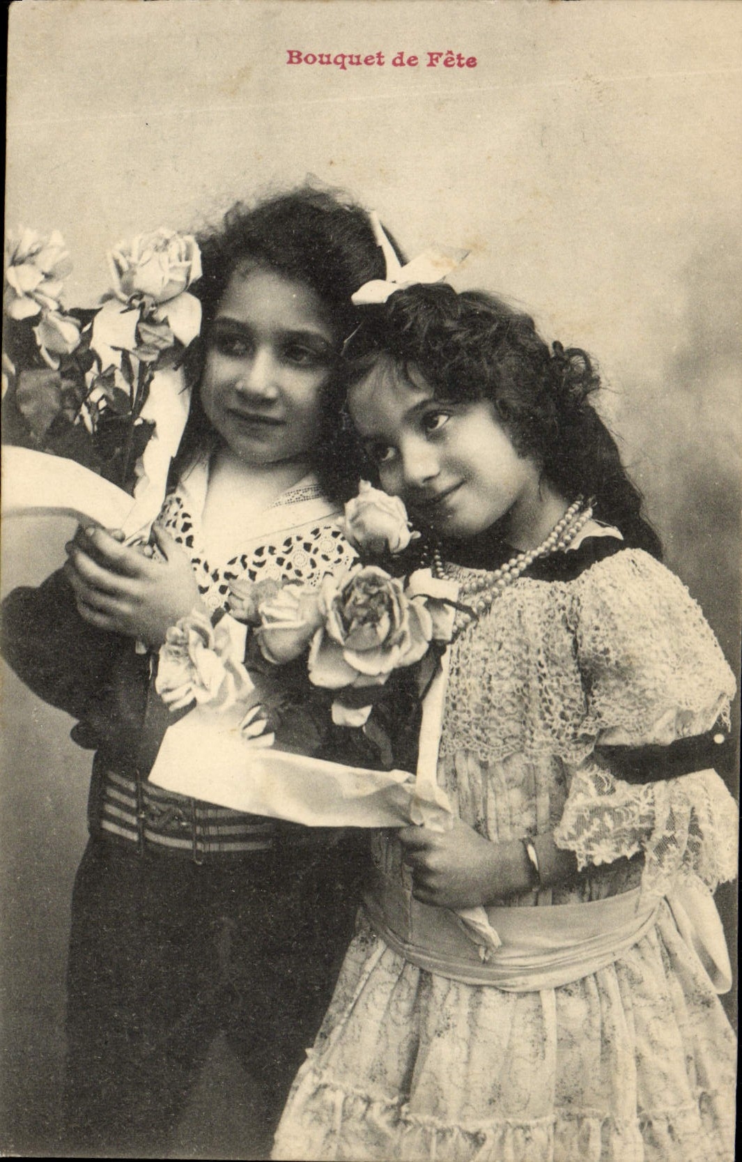 CPA Fantaisie Enfants Bouquet de fete