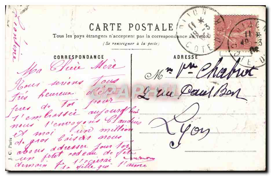 CPA Fantaisie Fleurs  — Verso