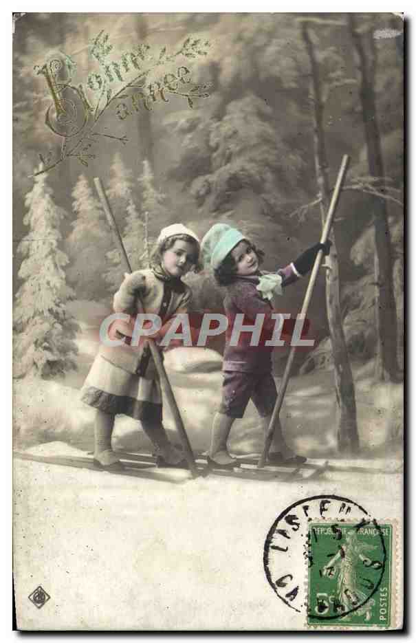 CPA Fantaisie Enfants Skis Ski