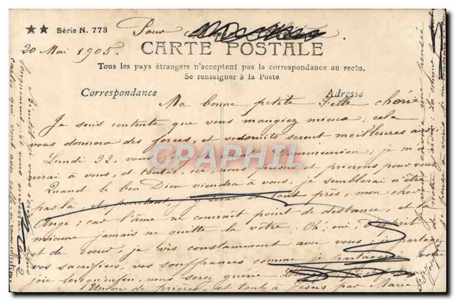 CPA Fantaisie Femme foi — Verso