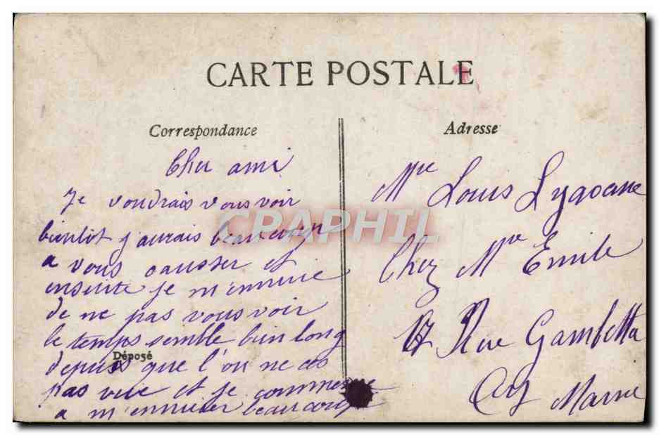 Manon — scène de théâtre — Walery, Paris, n° 4423 — Verso