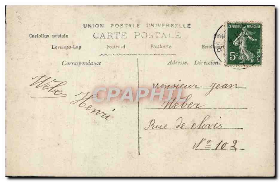 CPA Fantaisie Homme Trefle — Rückseite