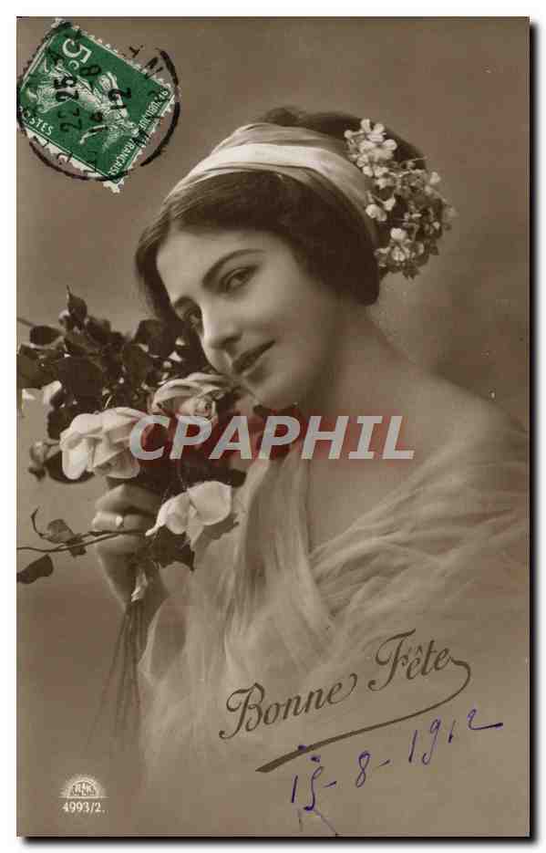 Jeune femme avec roses — Bonne Fête — A. Riant, Paris, n° 4993/2