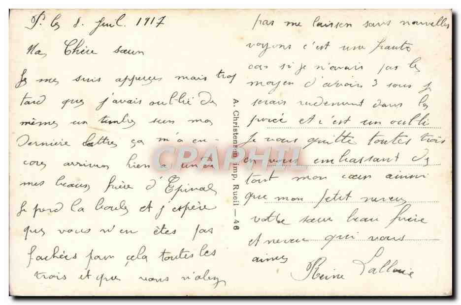 Deux enfants jouant avec des fleurs de muguet — éditeur A. Christen, imp. Ruell - 46 — Verso