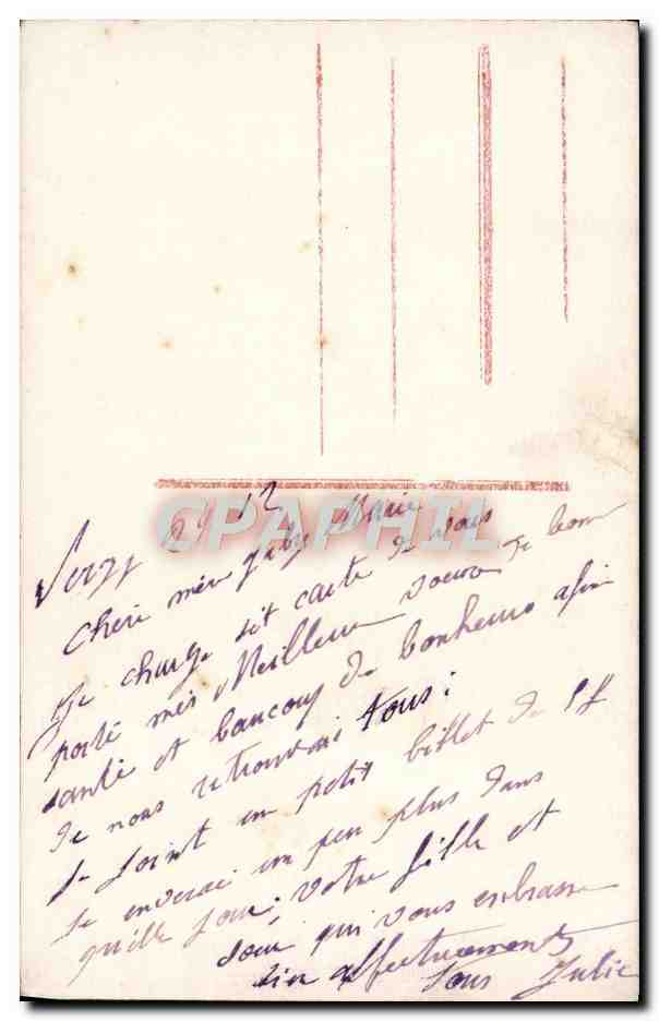 Joven mujer con sombrero y piel — Feliz Año 1929 — La MIGETTE, n°2029 — Reverso