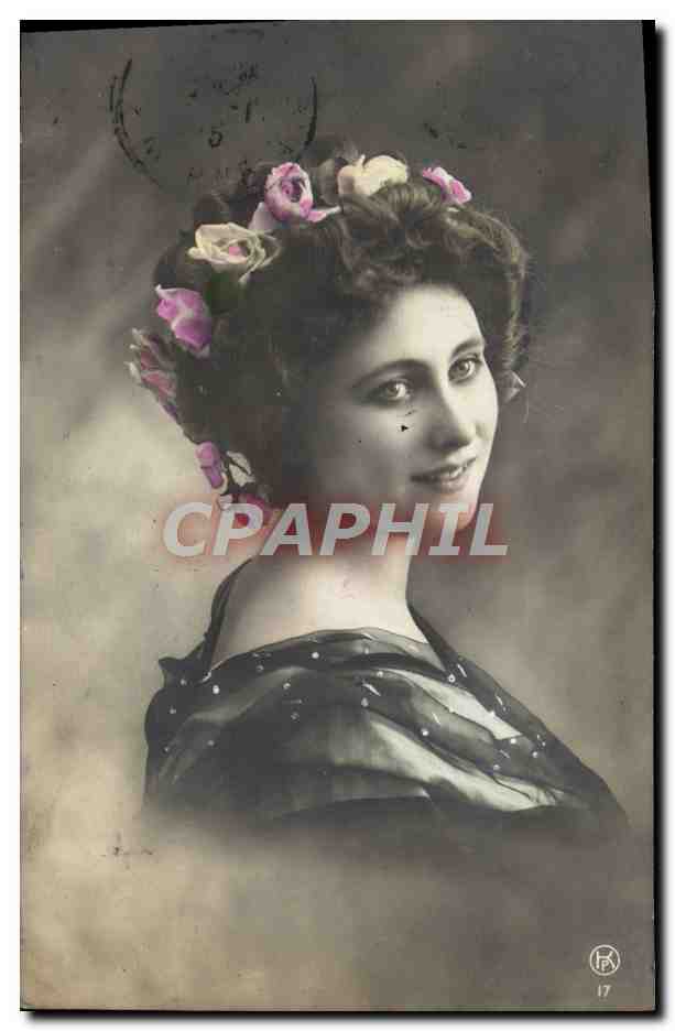 Joven mujer con corona de flores — retrato — H.K. n°17