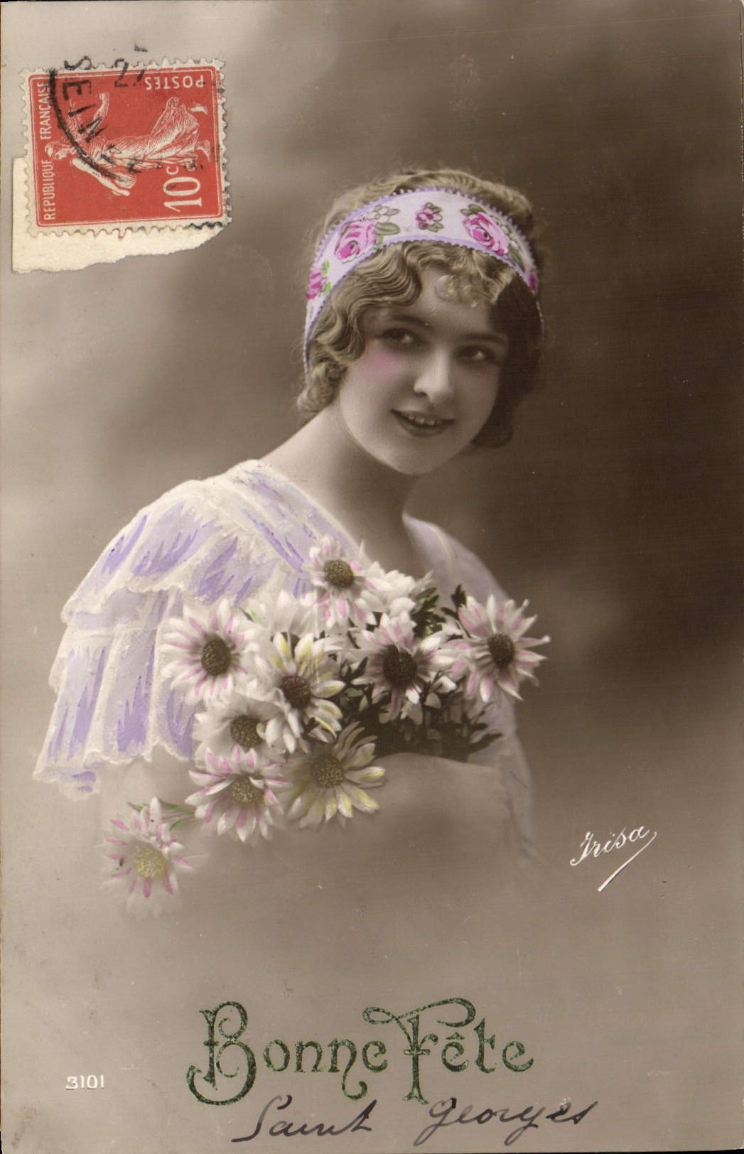 Joven mujer con ramo de flores — Saint-Georges — Irisa, n°3101