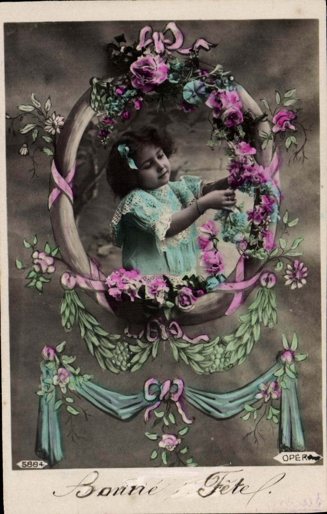CPA Fantaisie Fleurs Enfant 