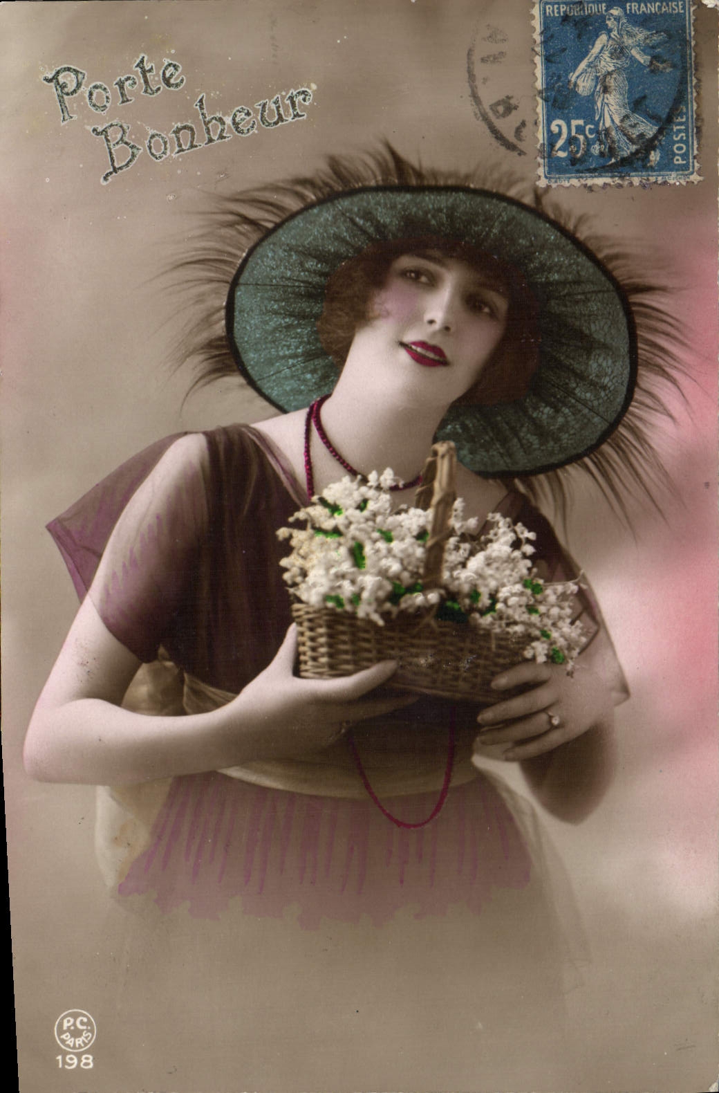Mujer con cesto de flores — Porte Bonheur — PC BIRD n°198