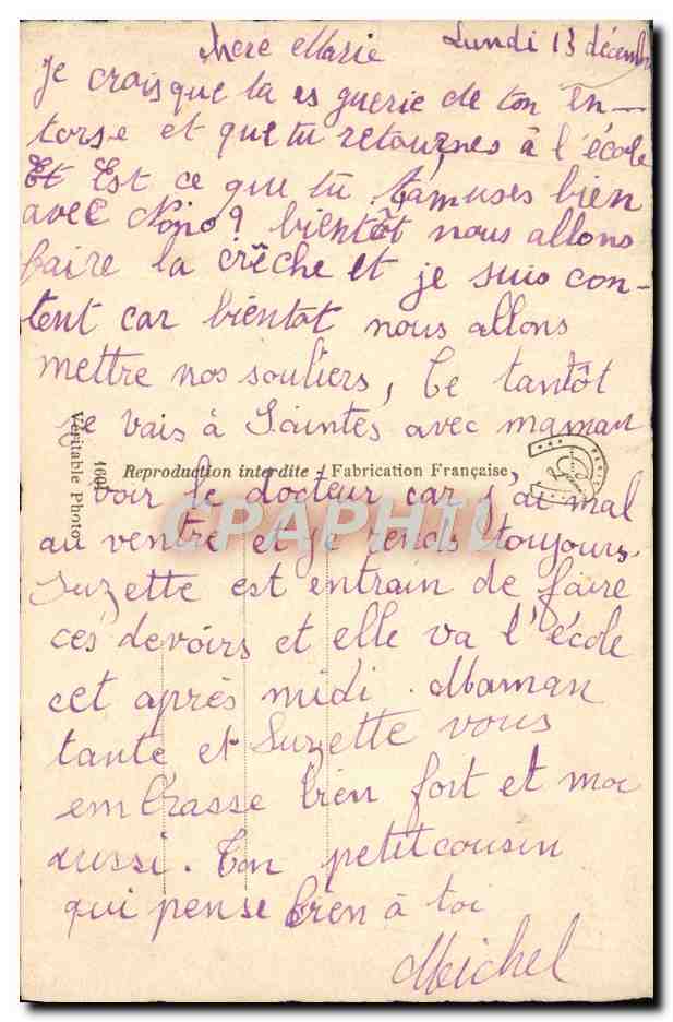 CPA Fantaisie Enfants — Rückseite