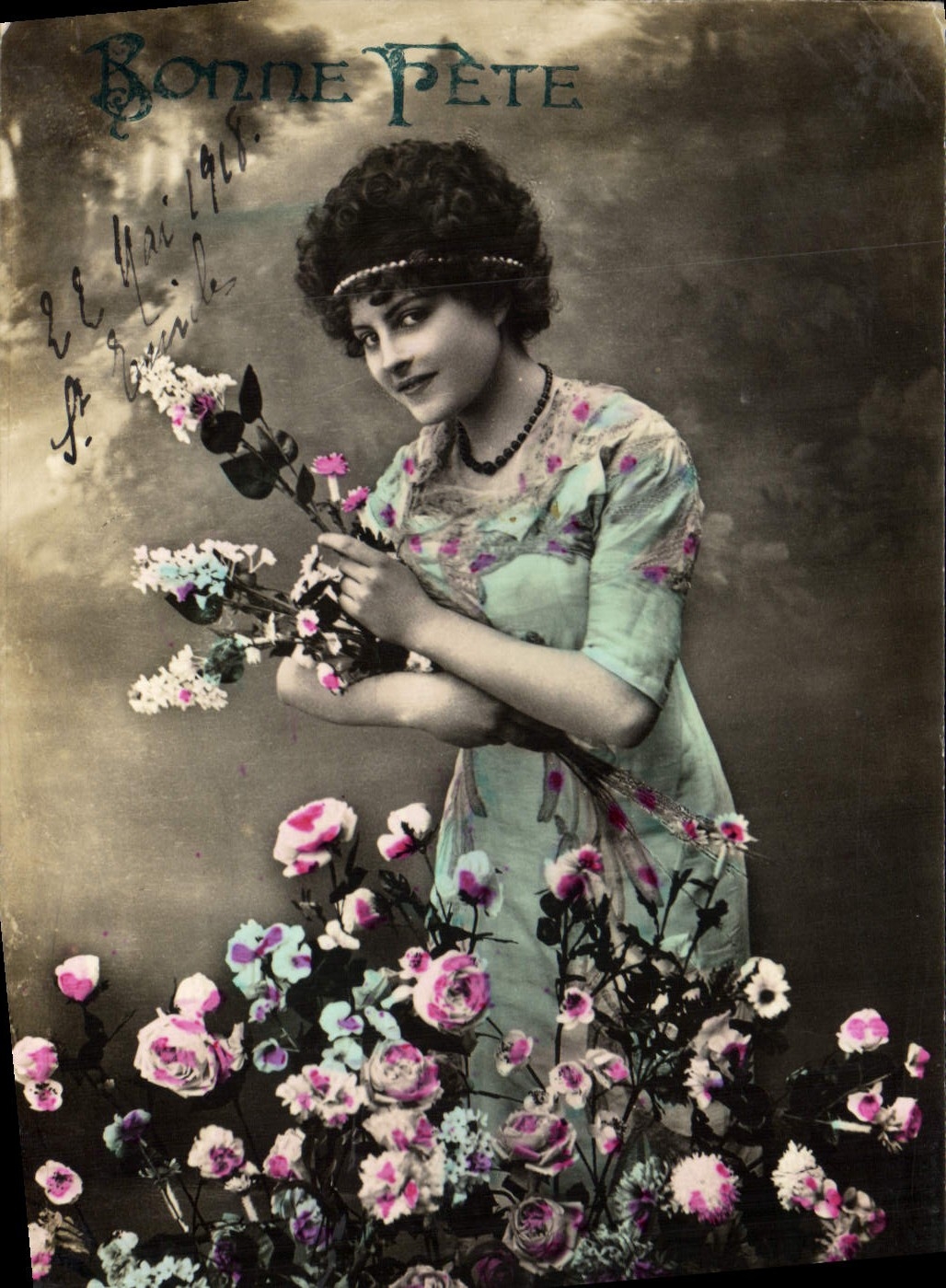 Femme en fleurs — Bonne Fête 1918 — Saint-Louis