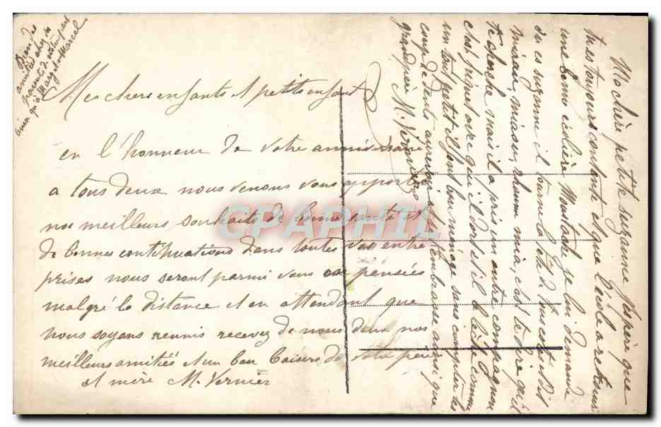 Jeune femme en robe bleu pâle tenant un panier de fleurs — Heureux Anniversaire — RAPID, n°534 — Verso