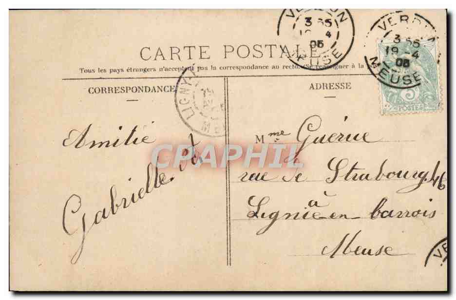 Jeune femme souriante — carte postale décorée de lierre — éditée à Paris, n° 3 094 — Achterkant