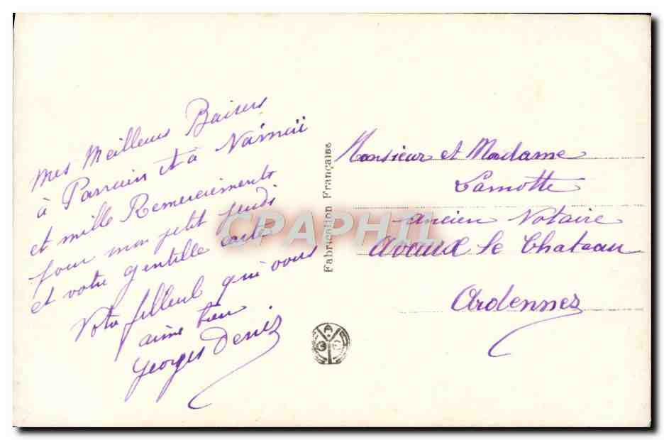 Jeune femme avec chien — Éditeur : Fabrication Française, n° 3158 — Verso