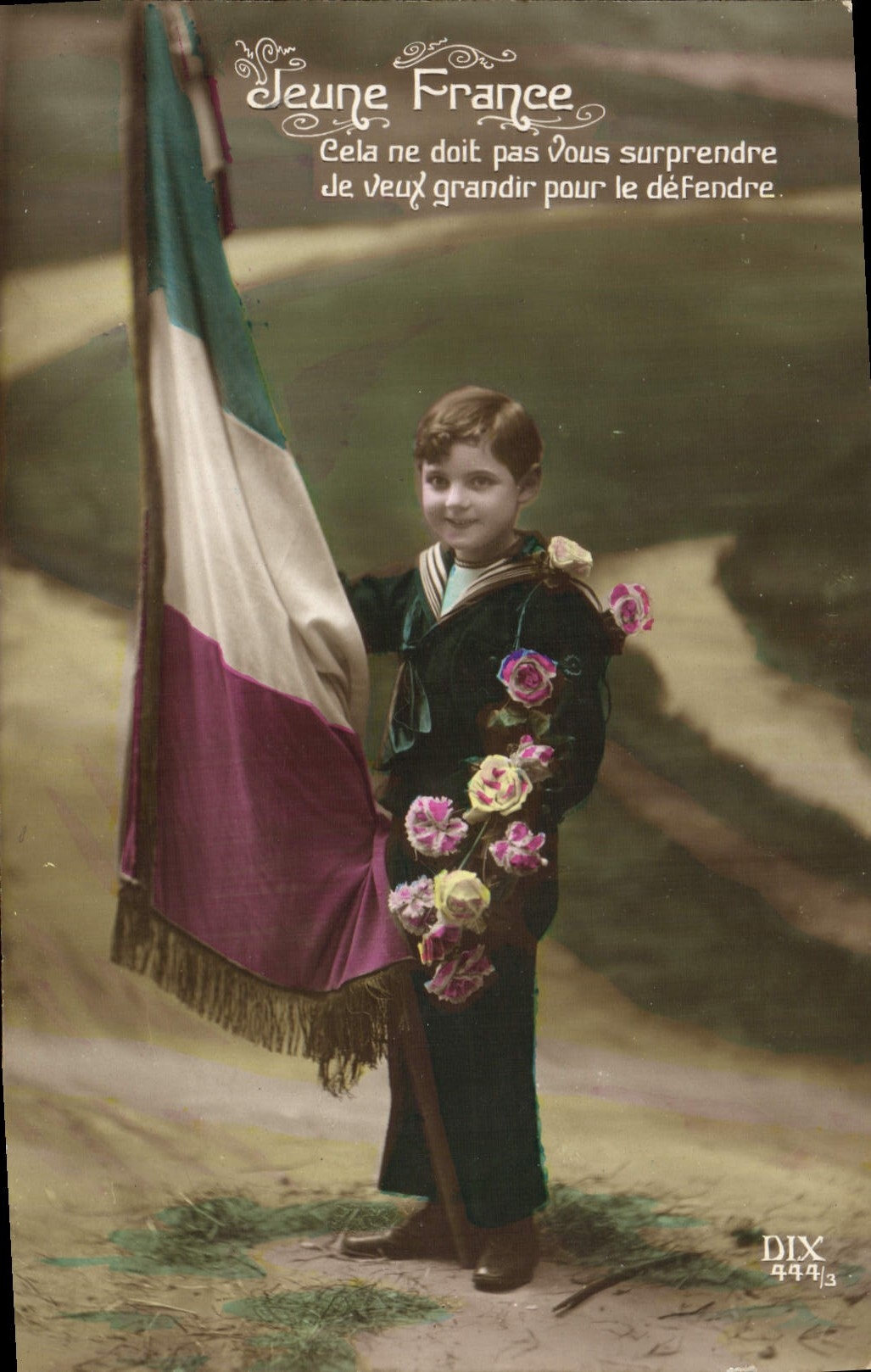 CPA Fantaisie Enfant Jeune France Drapeau