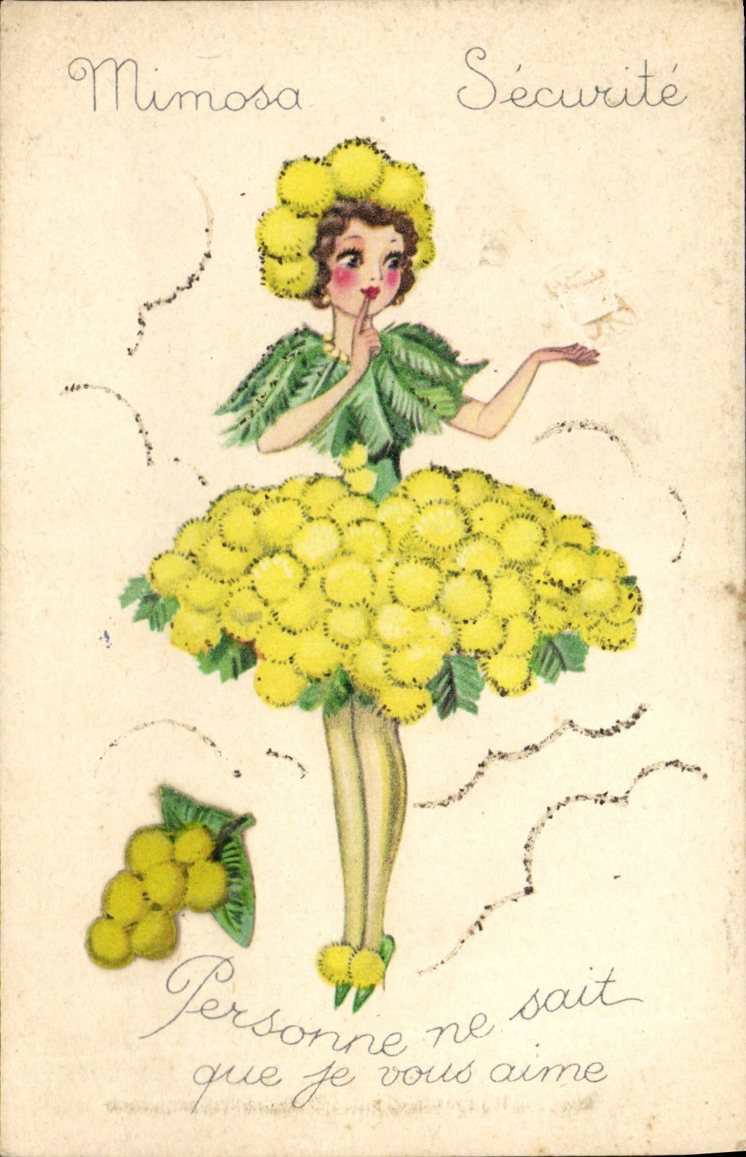 CPA Fantaisie Femme Mimosa