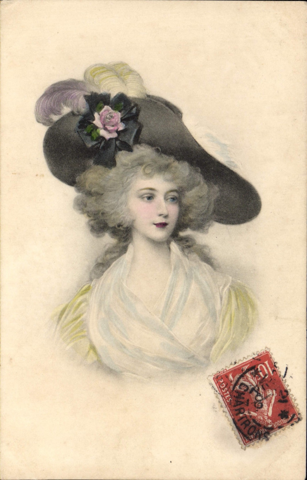 CPA Fantaisie Femme au chapeau 