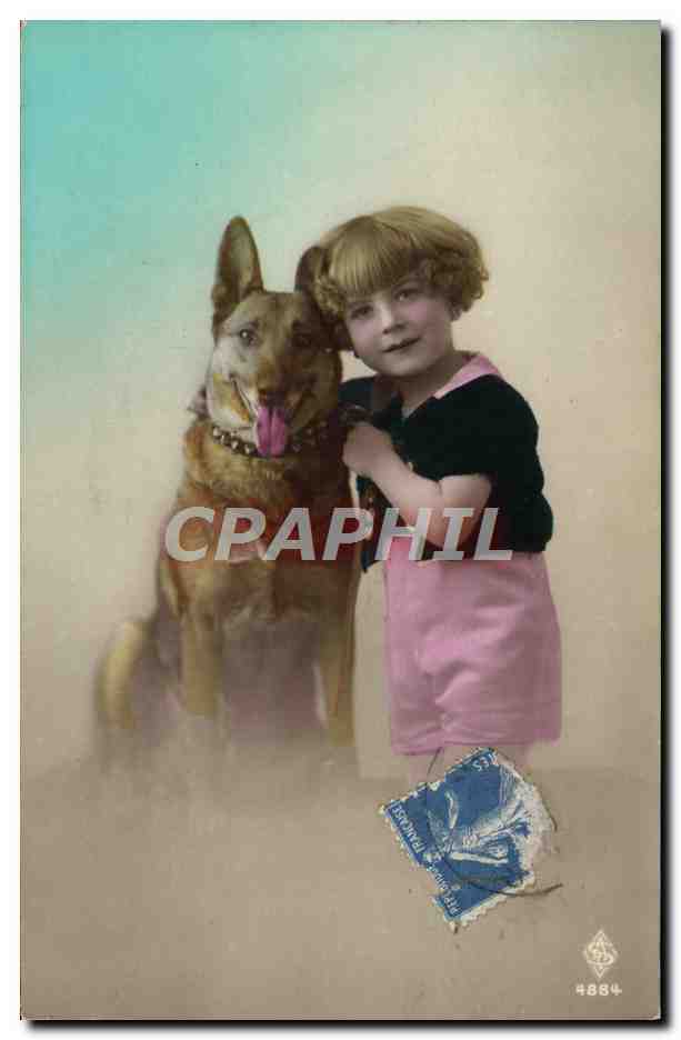 Fille et chien — studio — éditeur anonyme n°4884