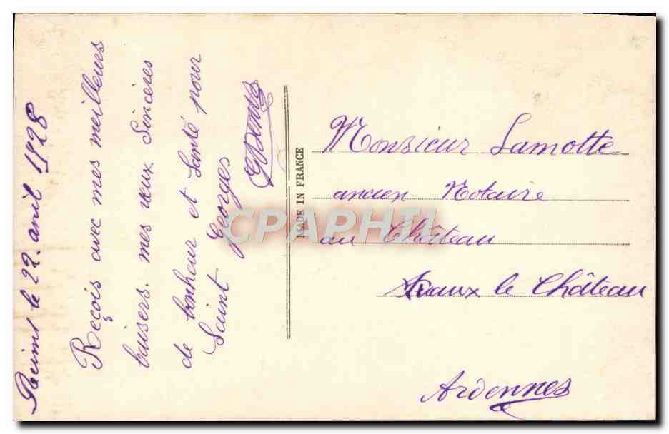 Jeune femme souriante — avec bouquet de fleurs — éditeur Porte Bonheur, timbre 50c — Reverso