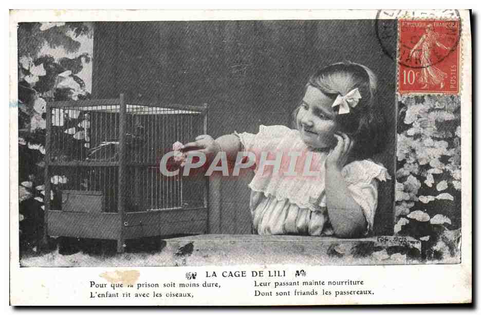 CPA Fantaisie Enfant La cage de Lili Oiseau