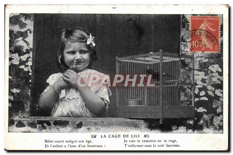 CPA Fantaisie Enfant La cage de Lili Oiseau