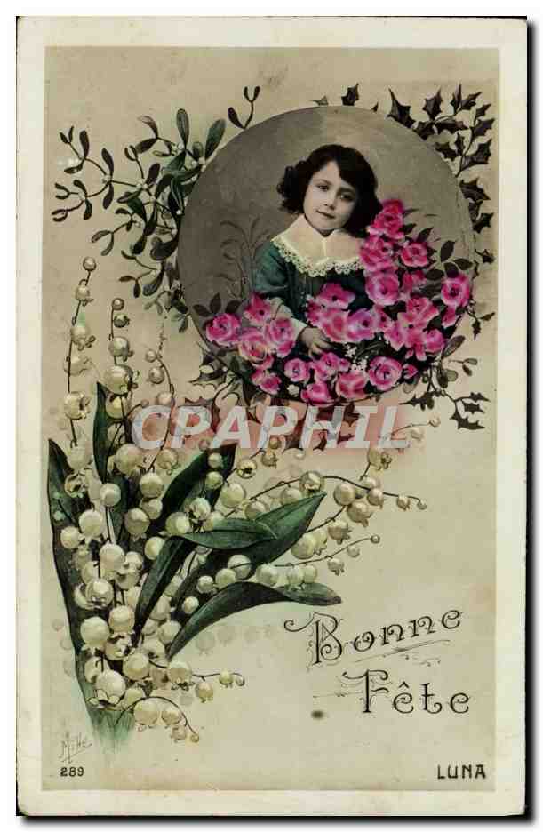 CPA Fantaisie Enfant Fleurs Muguet 