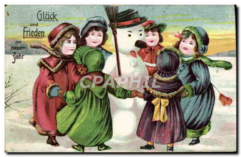 CPA Fantaisie Enfants Bonhomme de neige